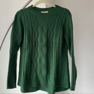 Emerald green cable knit sweater